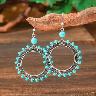 EARRINGS -CIRCLE WITH TINY BEADS