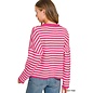 SOFT HOT PINK STRIPED CARDIGAN