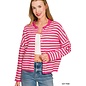 SOFT HOT PINK STRIPED CARDIGAN