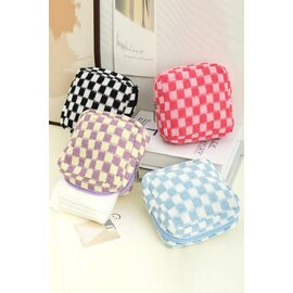 MINI CHECKERED ZIP POUCH - COLOR CHOICES