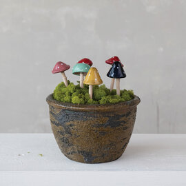 CERAMIC MUSHROOM PLANT STAKE