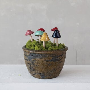 CERAMIC MUSHROOM PLANT STAKE