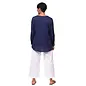 BUTTON FRONT - RUFFLE HEM TOP - NAVY