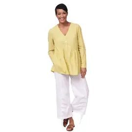 BUTTON FRONT - RUFFLE HEM TOP - SUNFLOWER