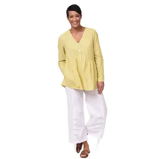 BUTTON FRONT - RUFFLE HEM TOP - SUNFLOWER