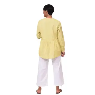 BUTTON FRONT - RUFFLE HEM TOP - SUNFLOWER