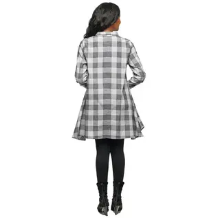 GREY PLAID TUNIC WITH SHAPED HEM