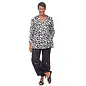 BUTTON FRONT - RUFFLE HEM TOP - BLACK CIRCLES