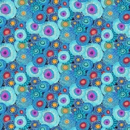 TIMELESS TREASURES BLUE ABSTRACT FLORAL  1/2 YARD
