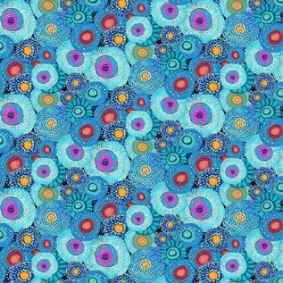 TIMELESS TREASURES BLUE ABSTRACT FLORAL  1/2 YARD