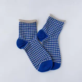 CHECKS ROLL TOP SHORTIE SOCK - COLOR CHOICES