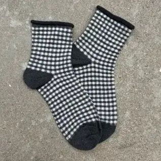 CHECKS ROLL TOP SHORTIE SOCK - COLOR CHOICES