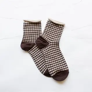 CHECKS ROLL TOP SHORTIE SOCK - COLOR CHOICES