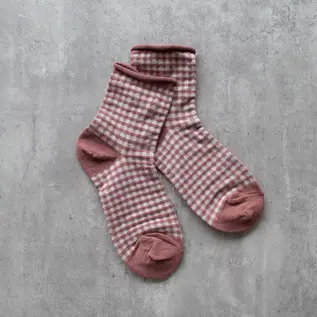 CHECKS ROLL TOP SHORTIE SOCK - COLOR CHOICES