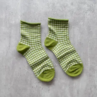 CHECKS ROLL TOP SHORTIE SOCK - COLOR CHOICES