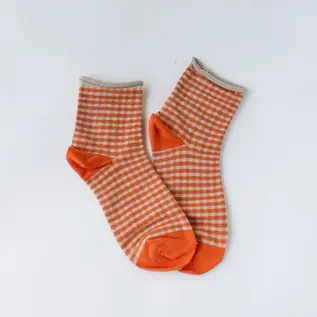 CHECKS ROLL TOP SHORTIE SOCK - COLOR CHOICES