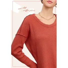 LOOSE WAFFLE KNIT TOP - 2 COLORS