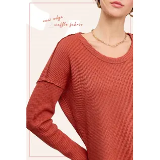 LOOSE WAFFLE KNIT TOP - 2 COLORS
