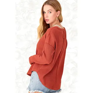 LOOSE WAFFLE KNIT TOP - 2 COLORS