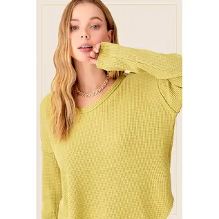 LOOSE WAFFLE KNIT TOP - 2 COLORS