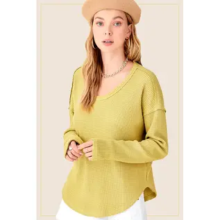 LOOSE WAFFLE KNIT TOP - 2 COLORS