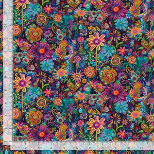 BRIGHT DAISIES AND FLOWERS FABRIC- 1/2 yard
