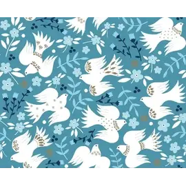 PEACE  DOVES FABRIC- 1/2 yard