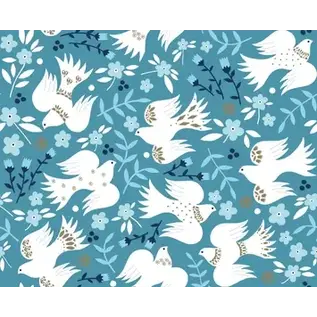 PEACE  DOVES FABRIC- 1/2 yard