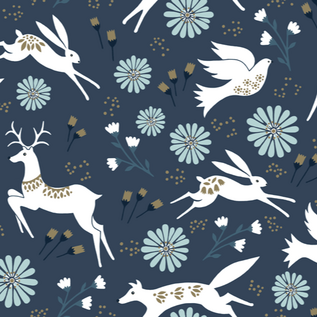 WINTER ANIMALS FABRIC- 1/2 yard