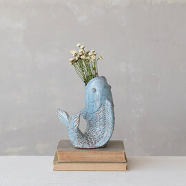 BLUE FISH VASE