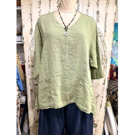 DRAPED COTTON TUNIC - SOFT OLIVE