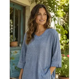 ANGLE TUNIC BLUESTONE WEAVE