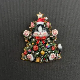 CHRISTMAS TREE KITTY PIN