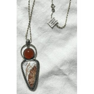 Seismic Silver HANDMADE CARNELIAN / AGATE PENDANT