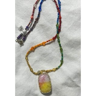 Seismic Silver HANDMADE DYED QUARTZ PENDANT