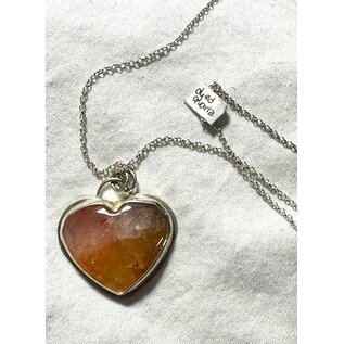 Seismic Silver HANDMADE DYED  QUARTZ HEART PENDANT