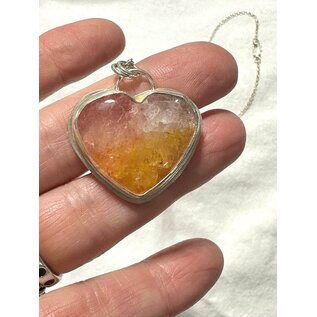 Seismic Silver HANDMADE DYED  QUARTZ HEART PENDANT