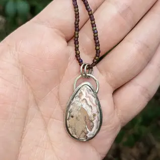 Seismic Silver HANDMADE CRAZY LACE AGATE PENDANT