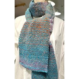 KAMALA DESIGNS HAND KNIT LONG SCARF - SILK/COTTON/ACRYLIC