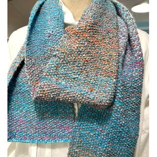 KAMALA DESIGNS HAND KNIT LONG SCARF - SILK/COTTON/ACRYLIC