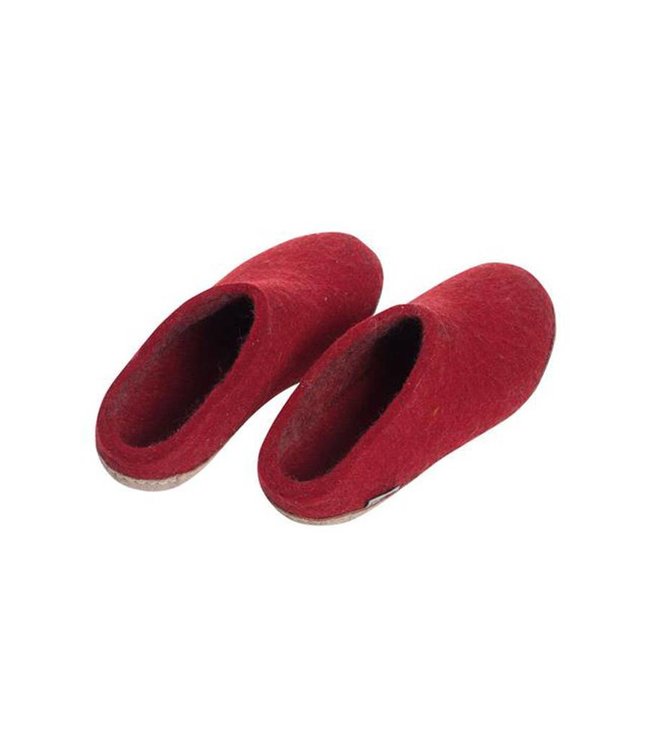Glerups Pantoufle Semelle Cuir Rouge
