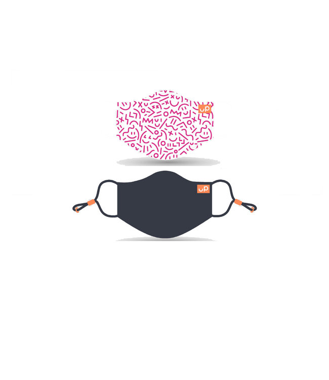 UP Masques pour Enfants Rose/ Marine Paquet de  2 avec Filtres