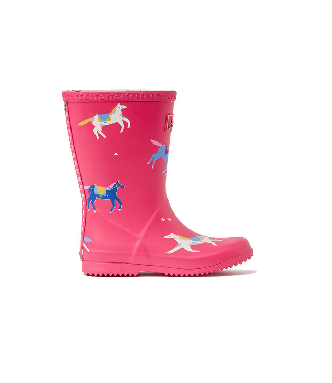 Joules Roll Up Wellies Pink Horse 