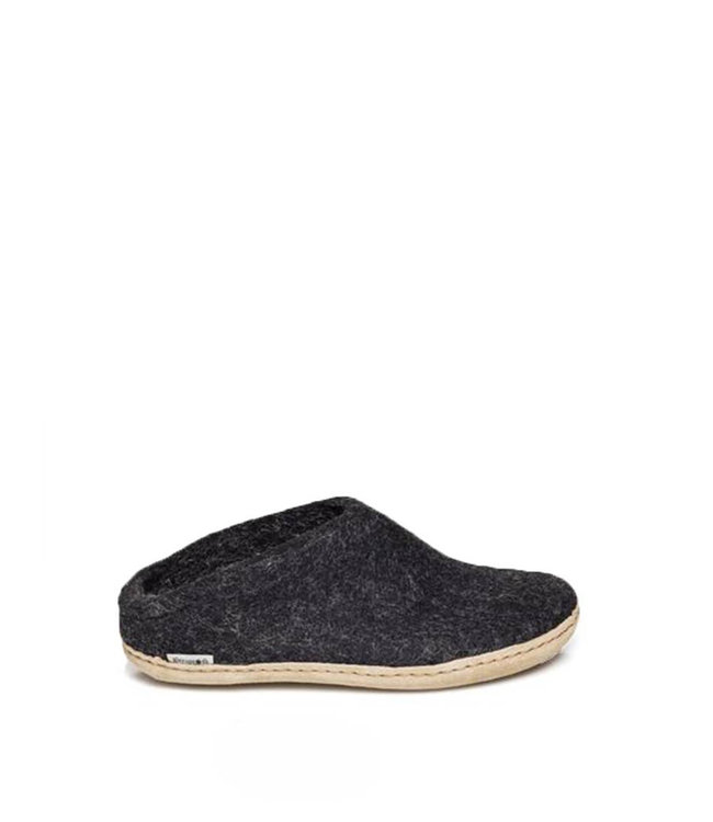 Glerups Slippers Leather Sole Charcoal