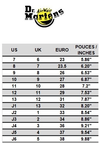 Dr martin shop size chart