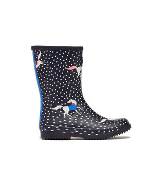 Joules Roll Up Wellies Navy Spots