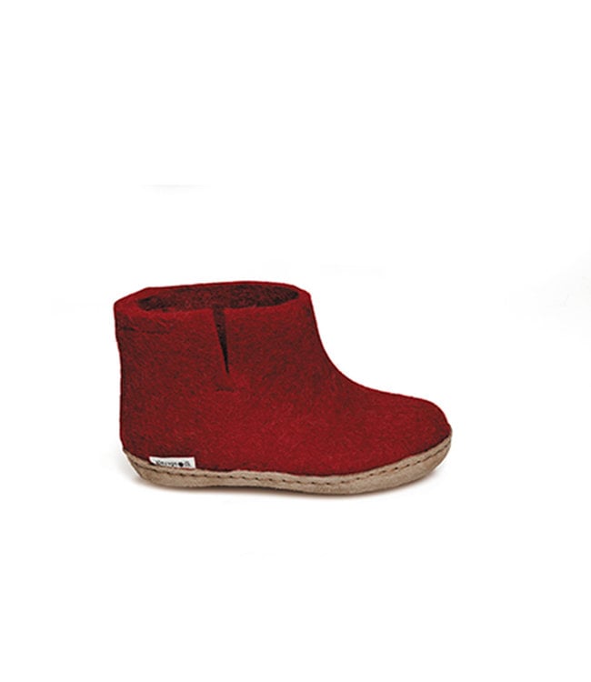 Glerups Bottillon Enfants Semelle Cuir Rouge