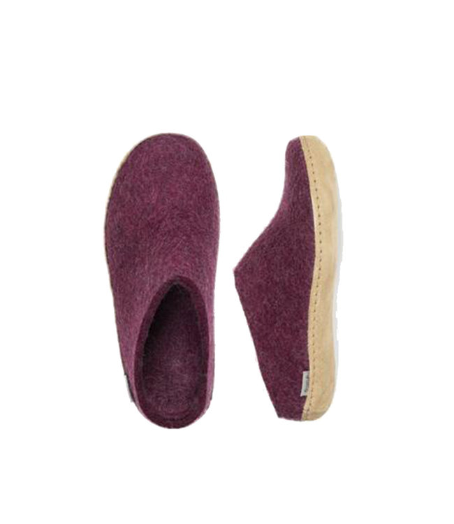 Glerups Pantoufle Semelle Cuir  Canneberge