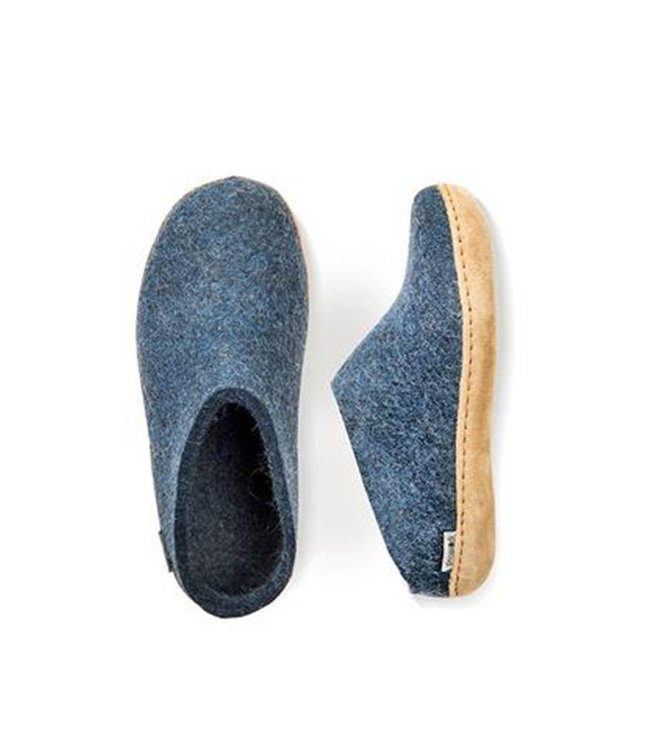 Glerups Slippers Leather Sole Denim