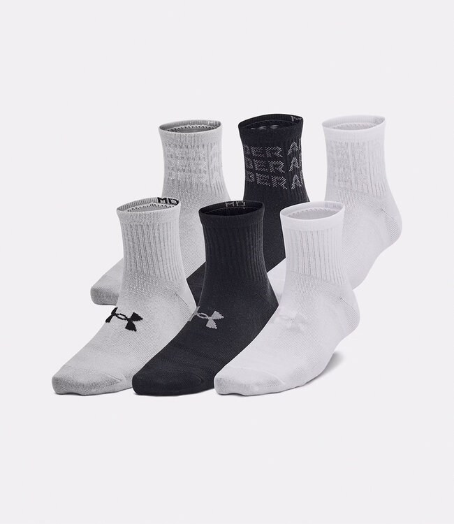 Under Armour Essential 6-Pack Quarter Socks Black / Mod Grey